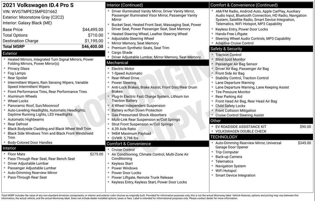 used 2021 Volkswagen ID.4 car, priced at $18,977