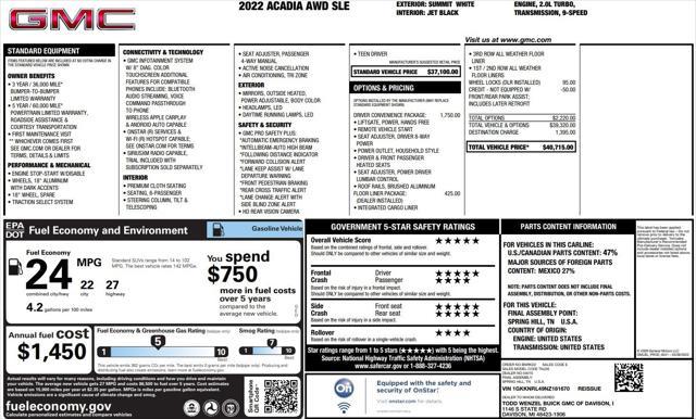 used 2022 GMC Acadia car, priced at $26,000