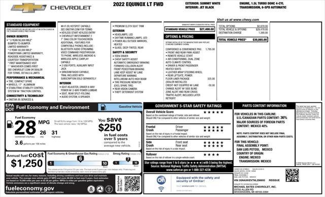 used 2022 Chevrolet Equinox car, priced at $23,560