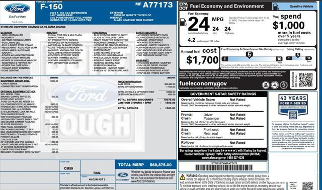 used 2021 Ford F-150 car, priced at $47,500