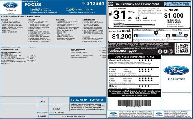used 2017 Ford Focus car, priced at $10,360