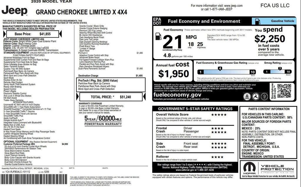 used 2020 Jeep Grand Cherokee car, priced at $24,200