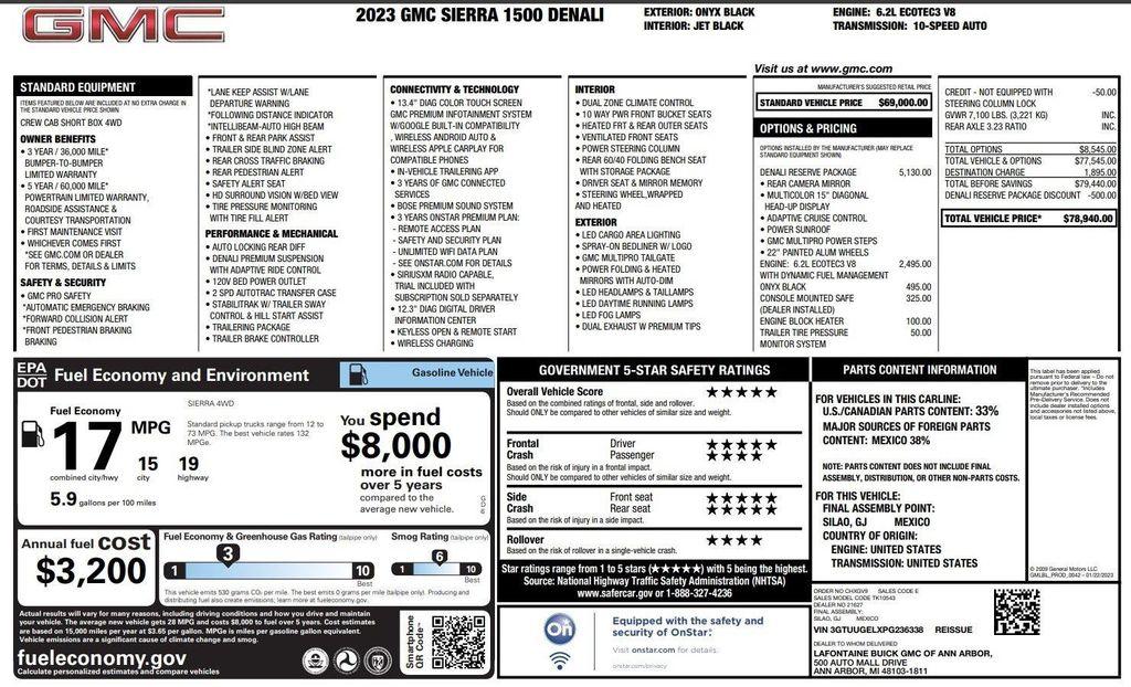 used 2023 GMC Sierra 1500 car, priced at $54,400