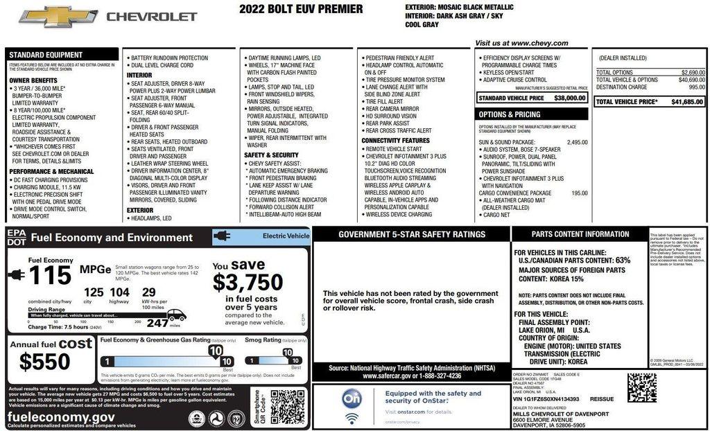 used 2022 Chevrolet Bolt EUV car, priced at $22,900
