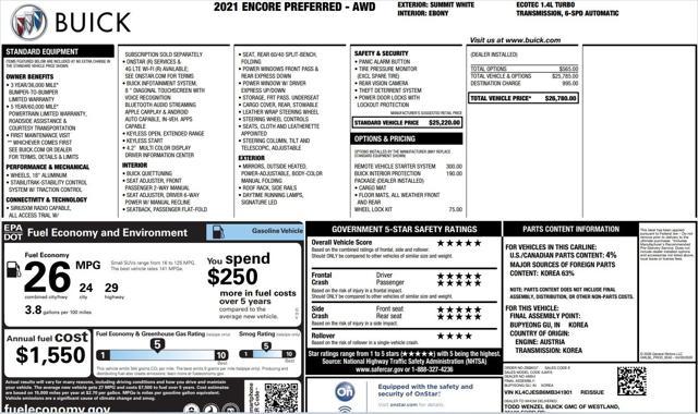 used 2021 Buick Encore car, priced at $18,000