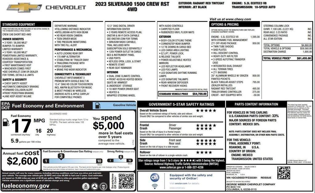 used 2023 Chevrolet Silverado 1500 car, priced at $43,000