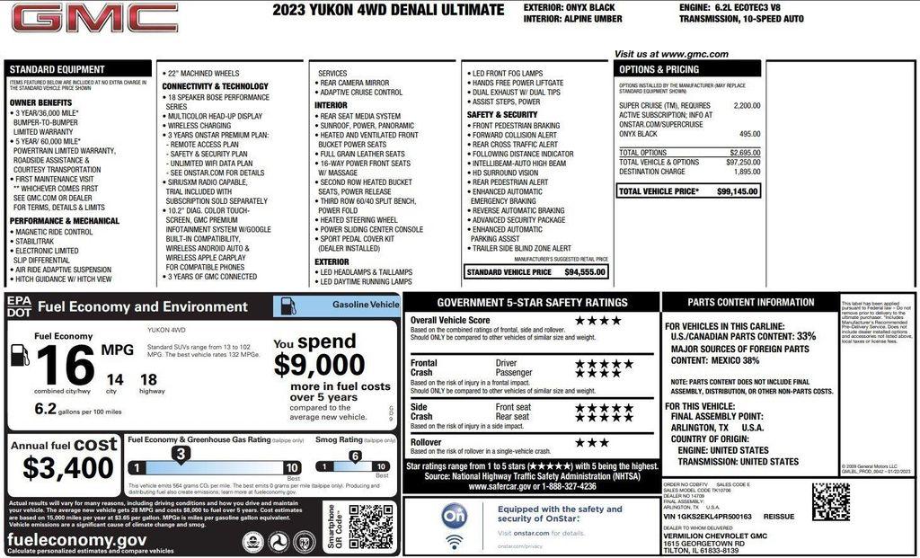 used 2023 GMC Yukon car, priced at $64,900