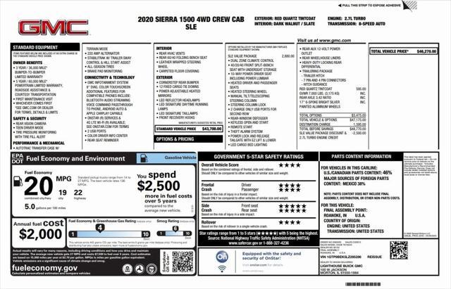 used 2020 GMC Sierra 1500 car, priced at $33,500