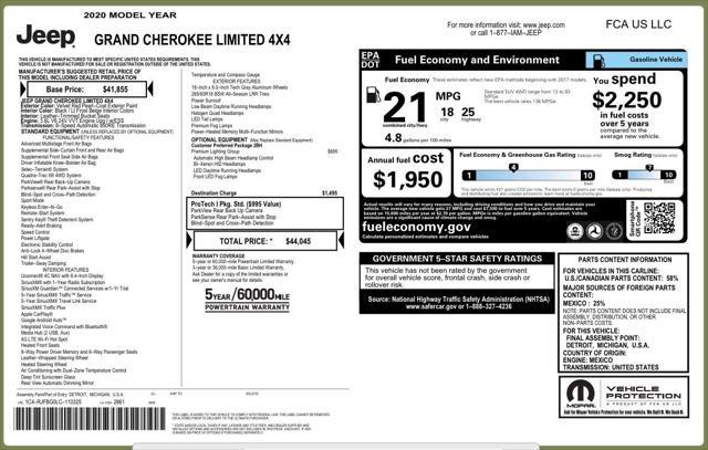 used 2020 Jeep Grand Cherokee car, priced at $22,060