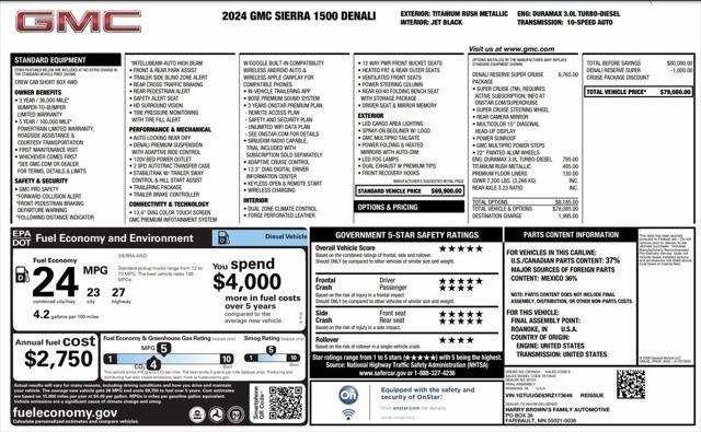 used 2024 GMC Sierra 1500 car, priced at $62,500