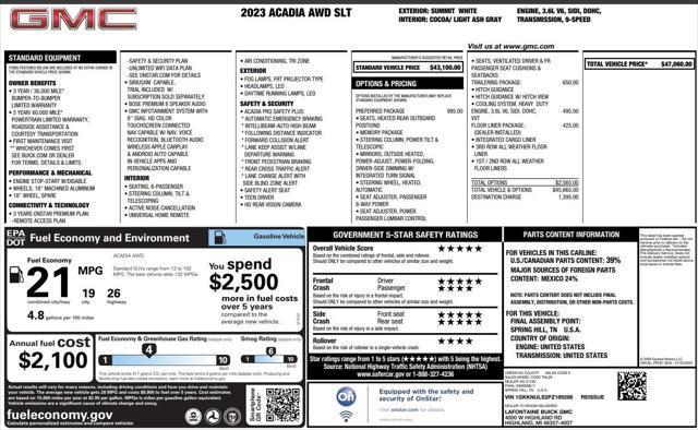 used 2023 GMC Acadia car, priced at $36,500