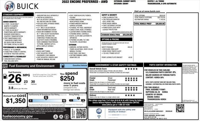 used 2022 Buick Encore car, priced at $21,460