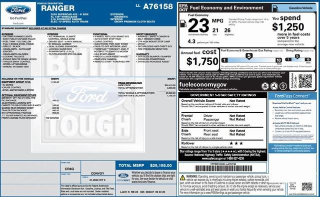 used 2020 Ford Ranger car, priced at $23,500