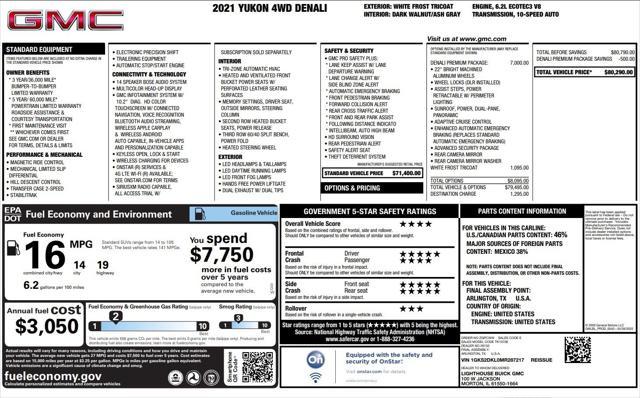 used 2021 GMC Yukon car, priced at $47,200