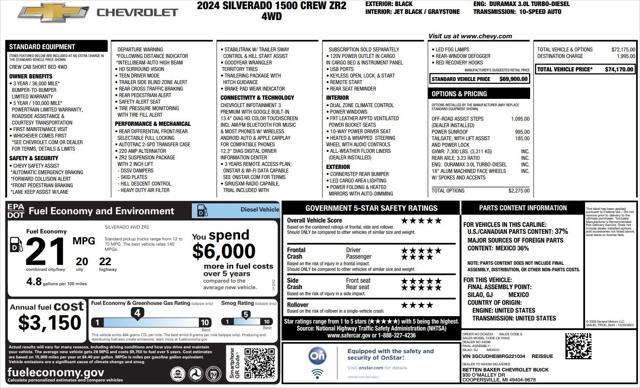 used 2024 Chevrolet Silverado 1500 car, priced at $60,960