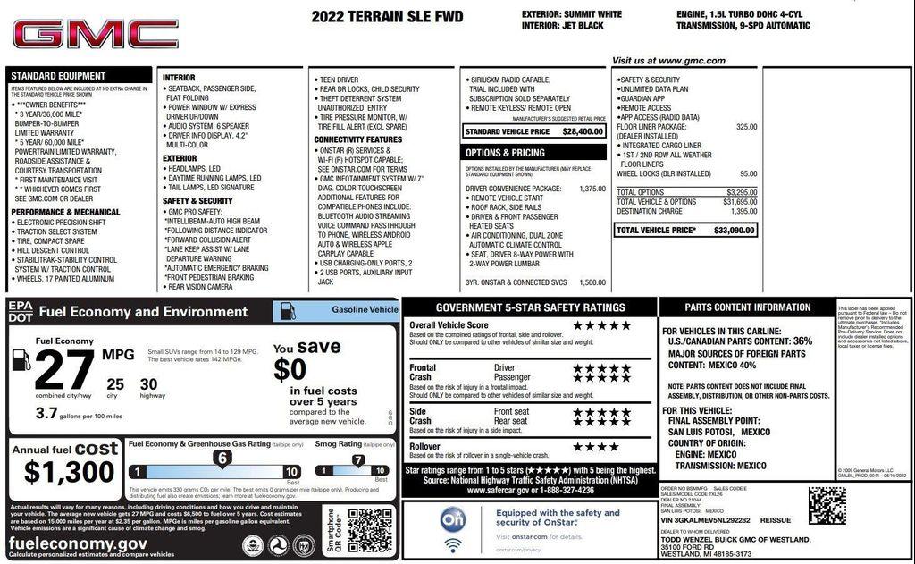 used 2022 GMC Terrain car, priced at $23,500