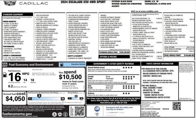 used 2024 Cadillac Escalade ESV car, priced at $84,900