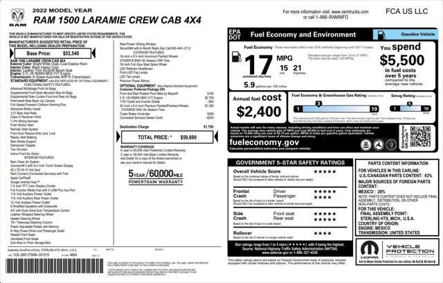 used 2022 Ram 1500 car, priced at $43,500