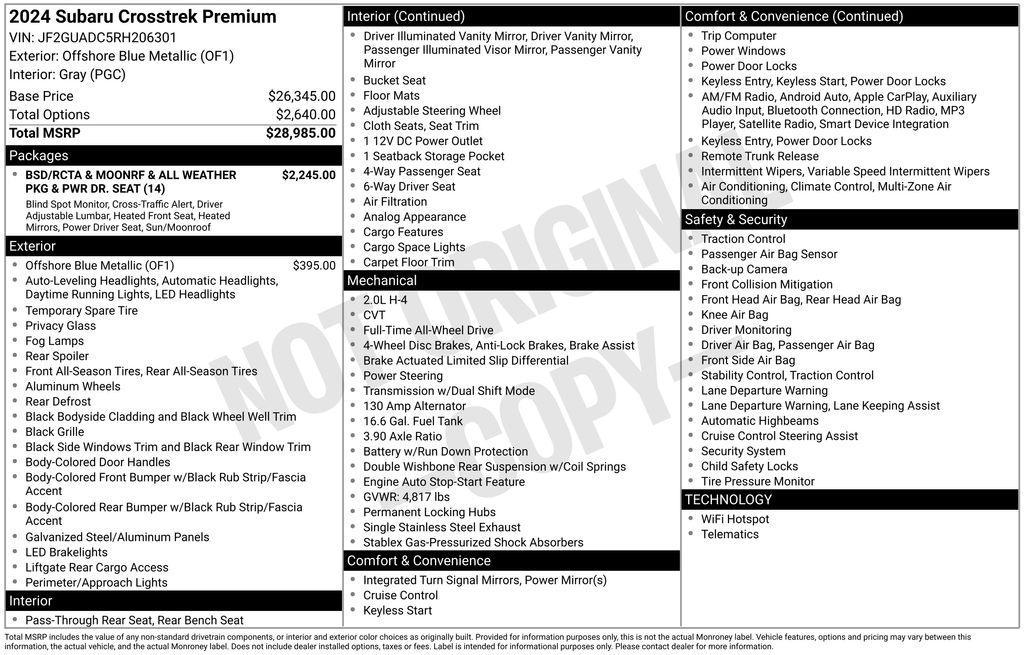 used 2024 Subaru Crosstrek car, priced at $27,987