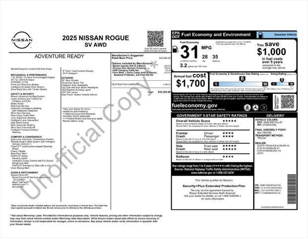 new 2025 Nissan Rogue car, priced at $32,028