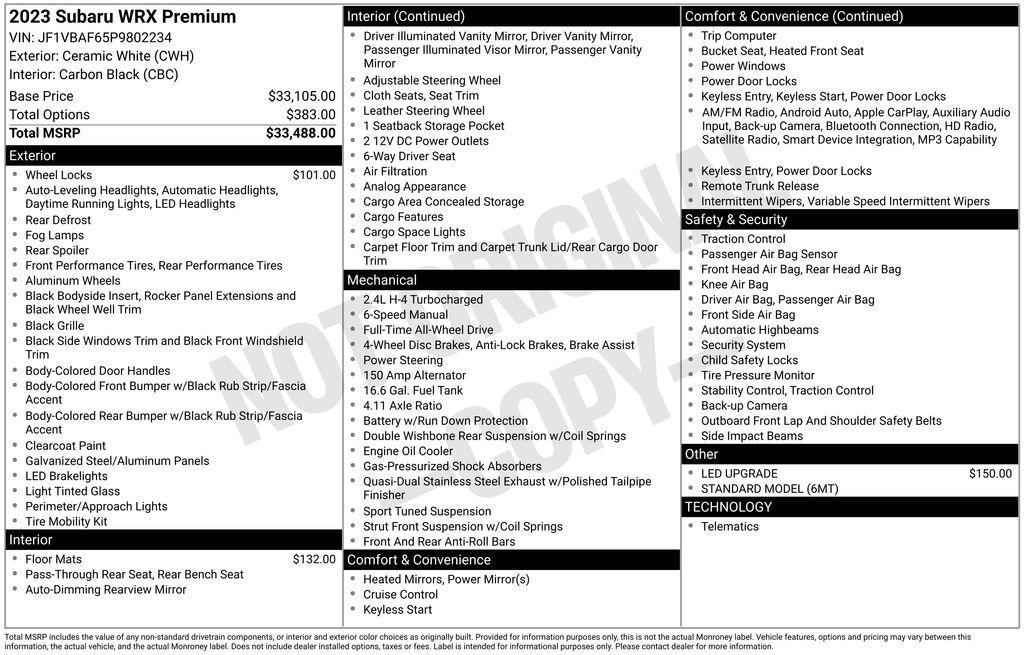 used 2023 Subaru WRX car, priced at $28,987