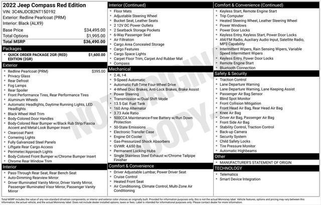 used 2022 Jeep Compass car, priced at $23,142
