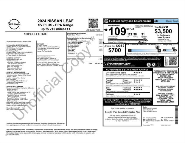 new 2024 Nissan Leaf car, priced at $26,987