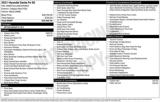 used 2021 Hyundai Santa Fe car, priced at $20,394