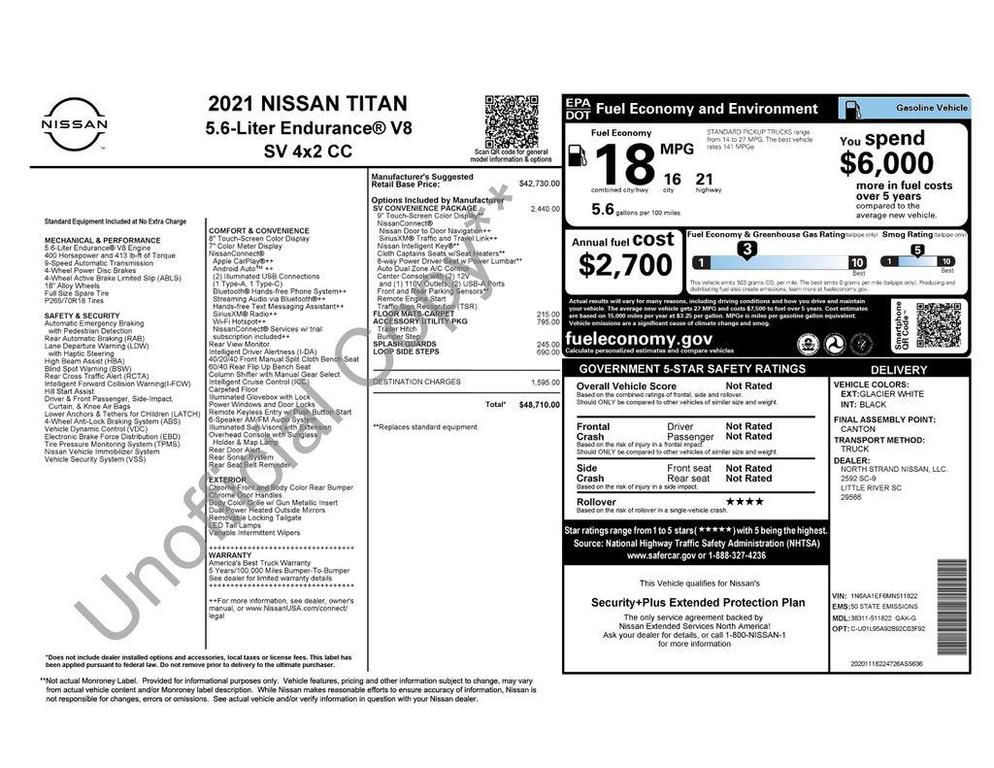used 2021 Nissan Titan car, priced at $25,987