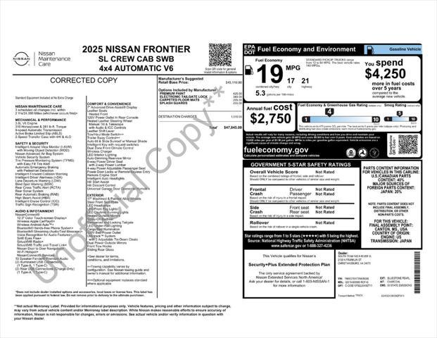 new 2025 Nissan Frontier car, priced at $42,457