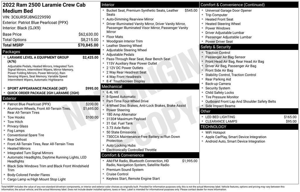 used 2022 Ram 2500 car, priced at $46,987