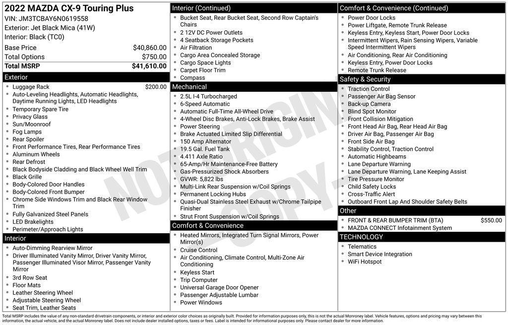 used 2022 Mazda CX-9 car, priced at $26,987