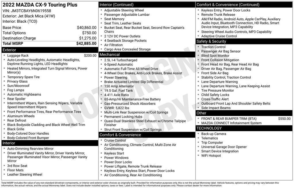 used 2022 Mazda CX-9 car, priced at $26,987