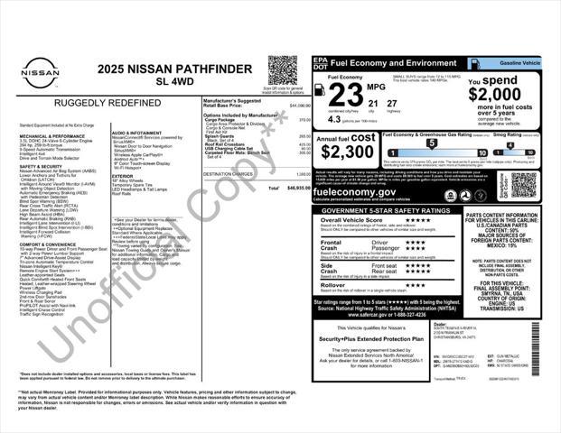 new 2025 Nissan Pathfinder car, priced at $43,217