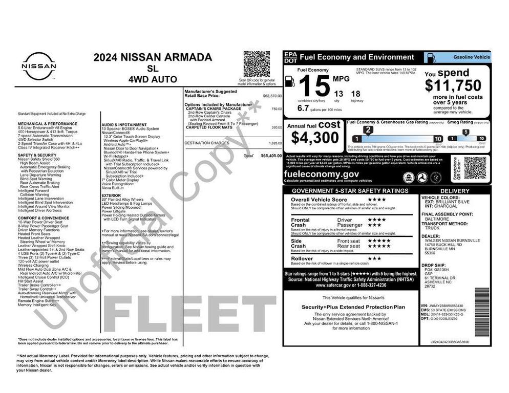 used 2024 Nissan Armada car, priced at $45,987