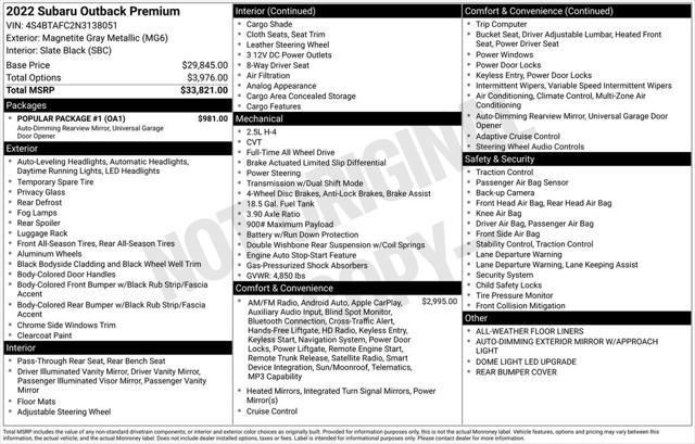 used 2022 Subaru Outback car, priced at $26,831