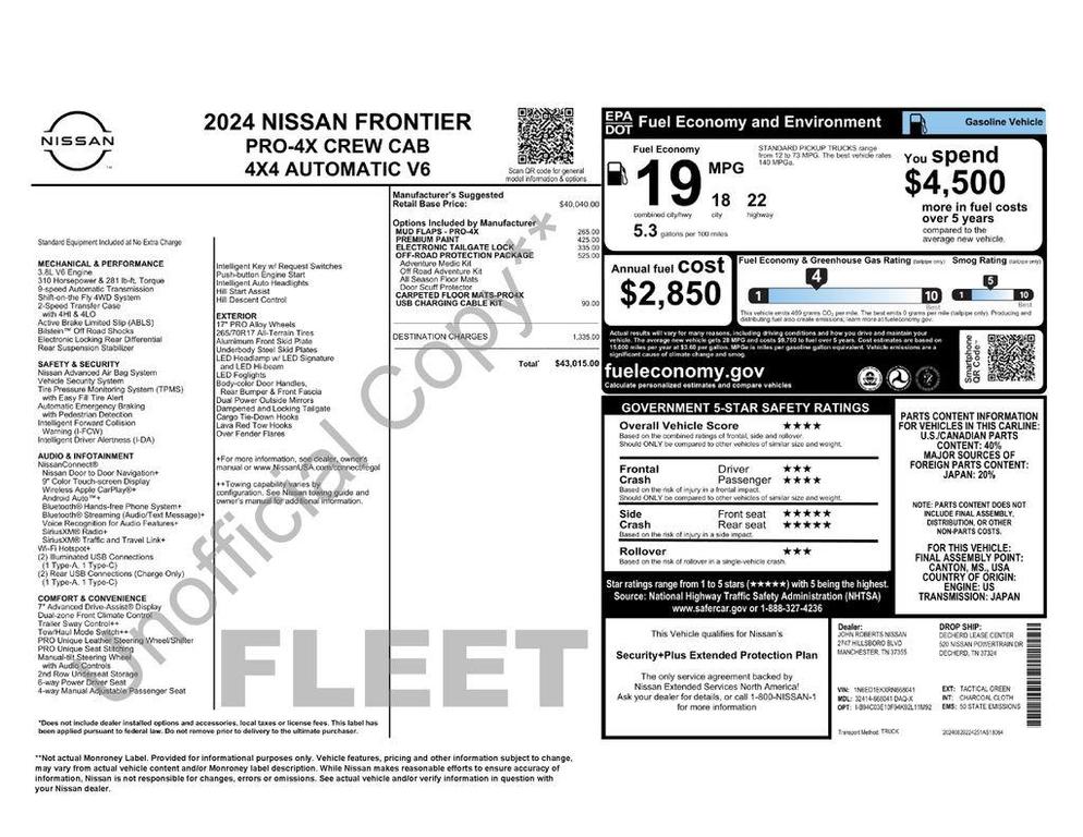 used 2024 Nissan Frontier car, priced at $36,788