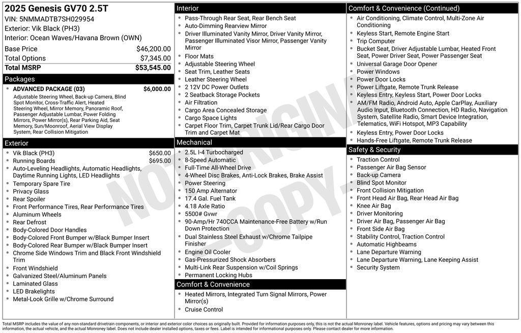 used 2025 Genesis GV70 car, priced at $44,987