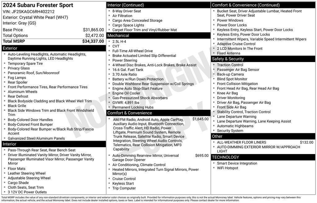 used 2024 Subaru Forester car, priced at $30,794