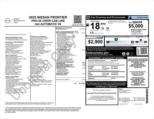 new 2025 Nissan Frontier car, priced at $46,446