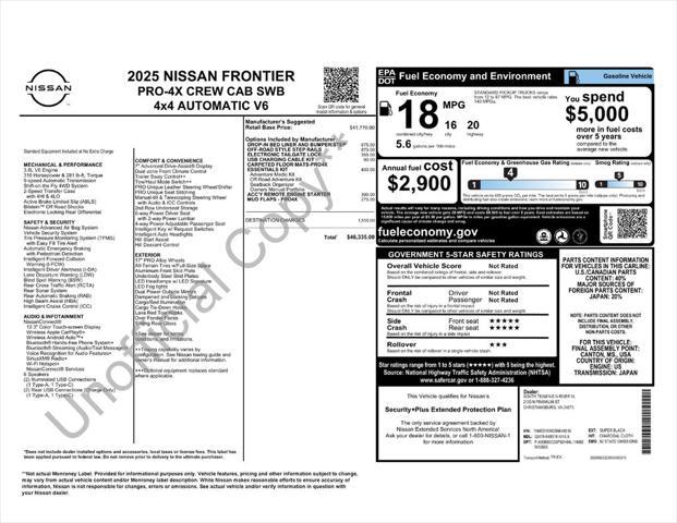new 2025 Nissan Frontier car, priced at $41,258