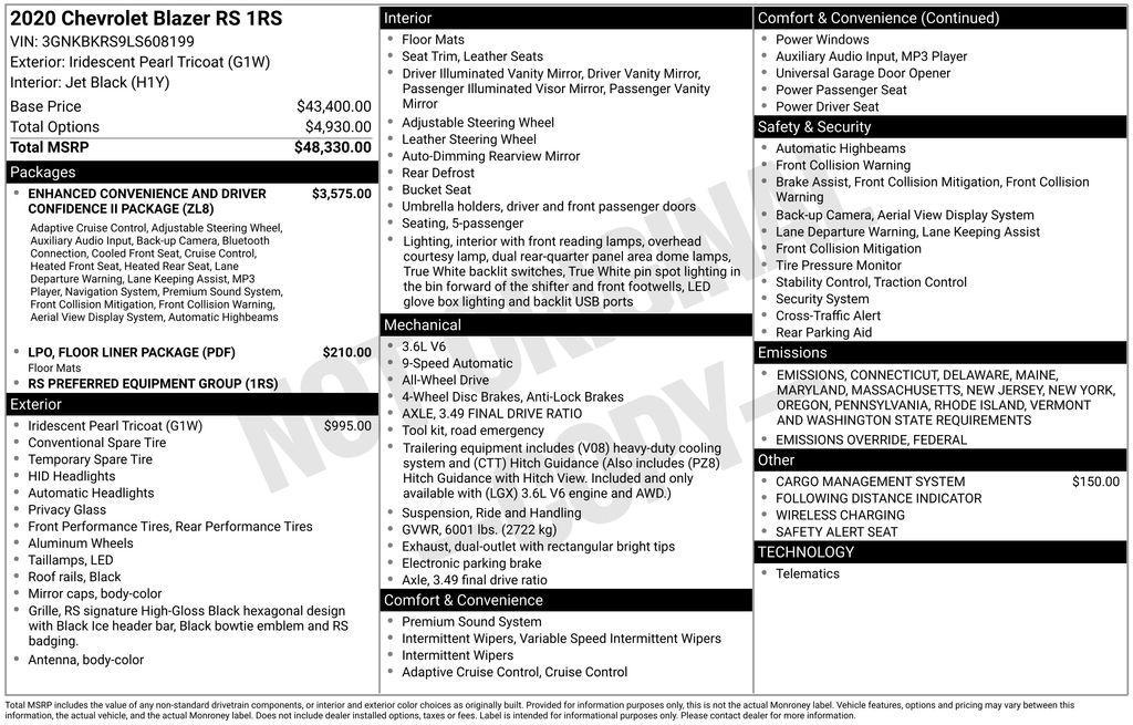 used 2020 Chevrolet Blazer car, priced at $28,549