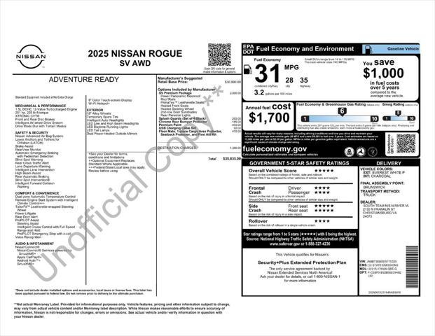 new 2025 Nissan Rogue car, priced at $34,229