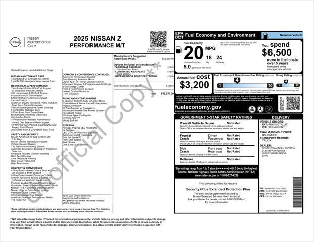 new 2025 Nissan Z car, priced at $53,349