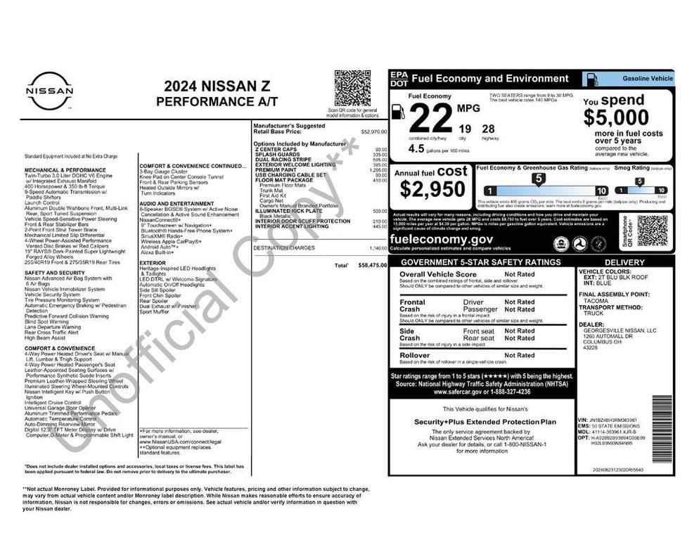 used 2024 Nissan Z car, priced at $45,987