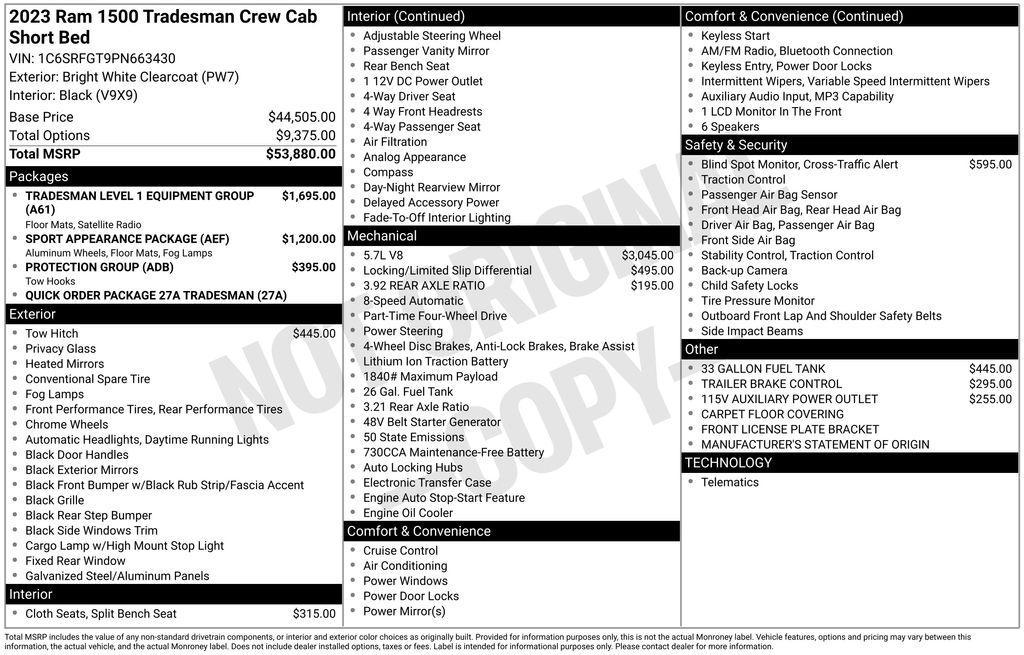 used 2023 Ram 1500 car, priced at $36,928