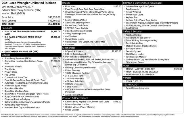 used 2021 Jeep Wrangler Unlimited car, priced at $39,987