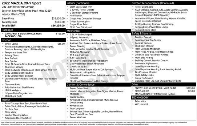 used 2022 Mazda CX-9 car, priced at $26,987