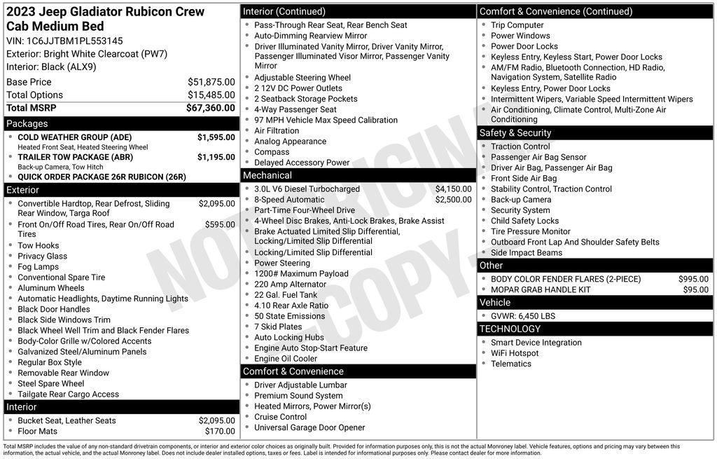used 2023 Jeep Gladiator car, priced at $50,987