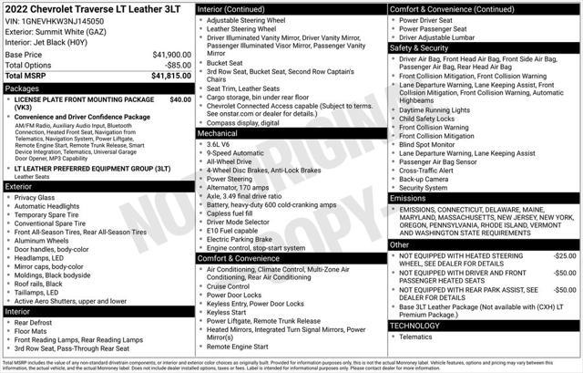 used 2022 Chevrolet Traverse car, priced at $32,929